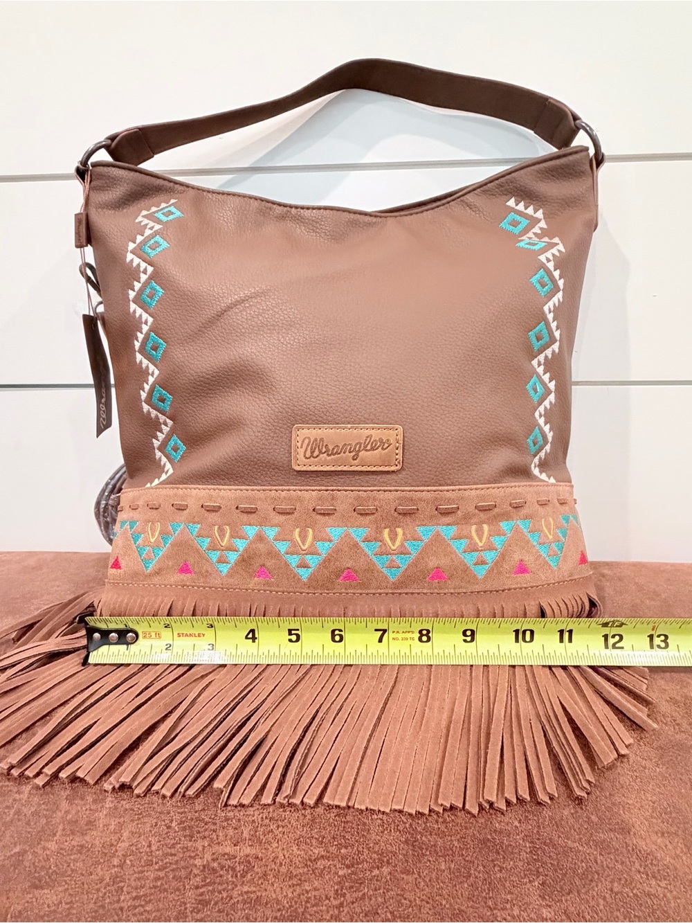 Wrangler Fringe Hobo Tribal Bag Western Boho Coastal Cowgirl Rodeo Core Aztec - Picture 9 of 10